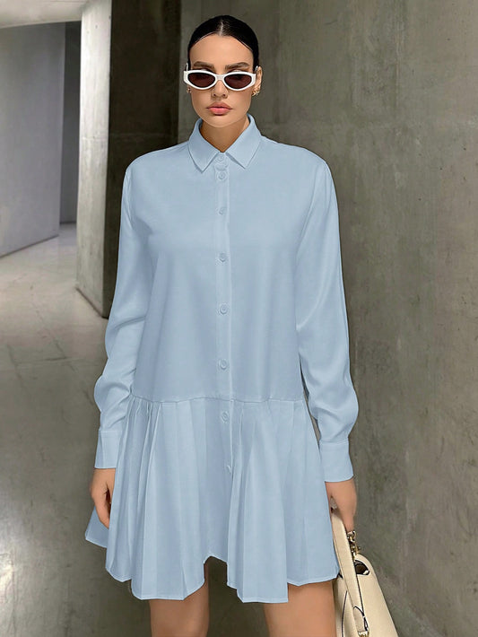 فستان قميص نسائي يتميز بحاشية مزمومة