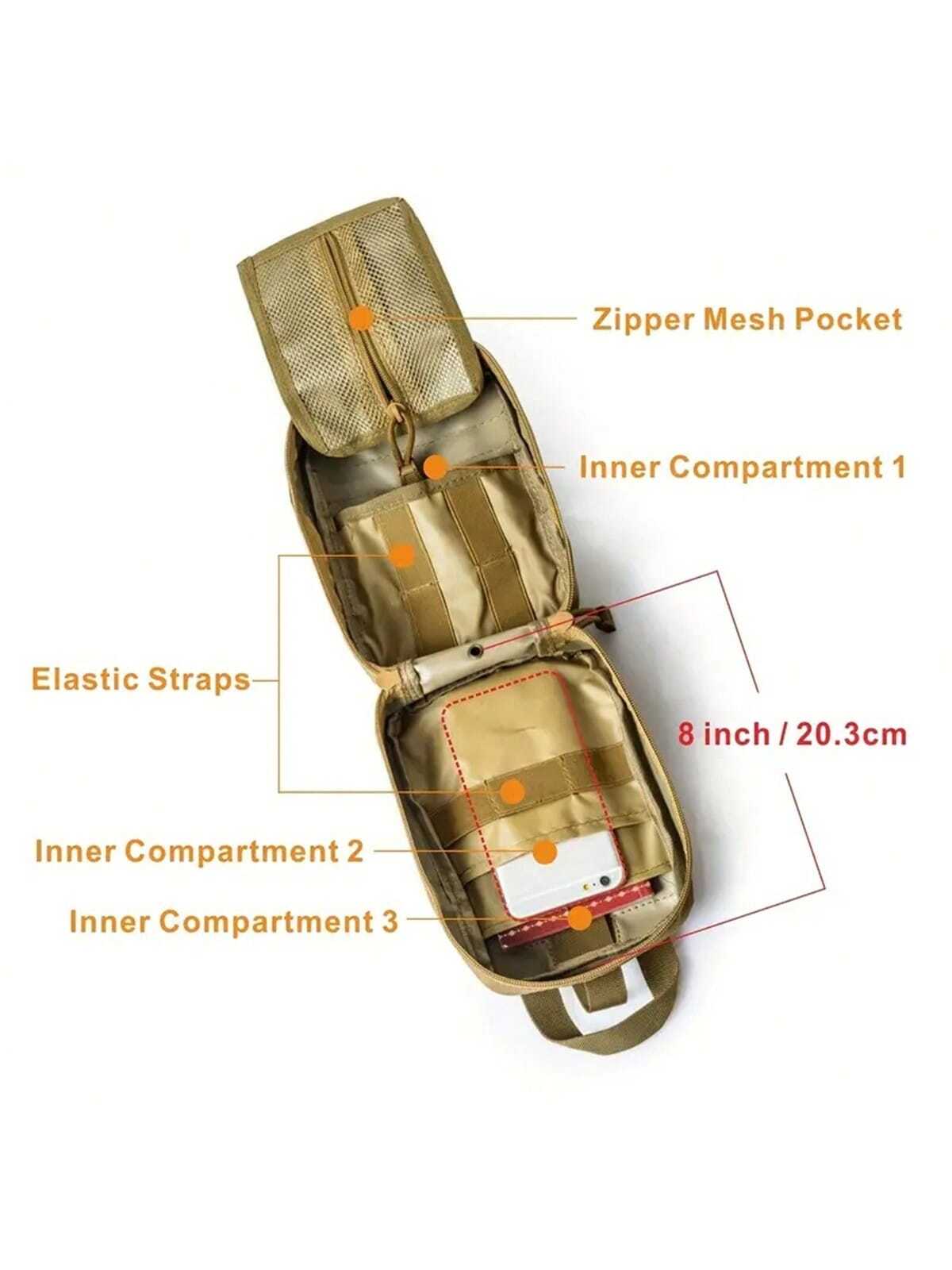 عدة إسعافية تكتيكية مدمجة ومحمولة بشكل جيب مول للإمدادات الطبية الطارئة - مثالية للتخييم والصيد والمشي لمسافات طويلة والاستخدام المنزلي وفي السيارة
