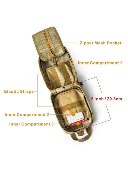 عدة إسعافية تكتيكية مدمجة ومحمولة بشكل جيب مول للإمدادات الطبية الطارئة - مثالية للتخييم والصيد والمشي لمسافات طويلة والاستخدام المنزلي وفي السيارة