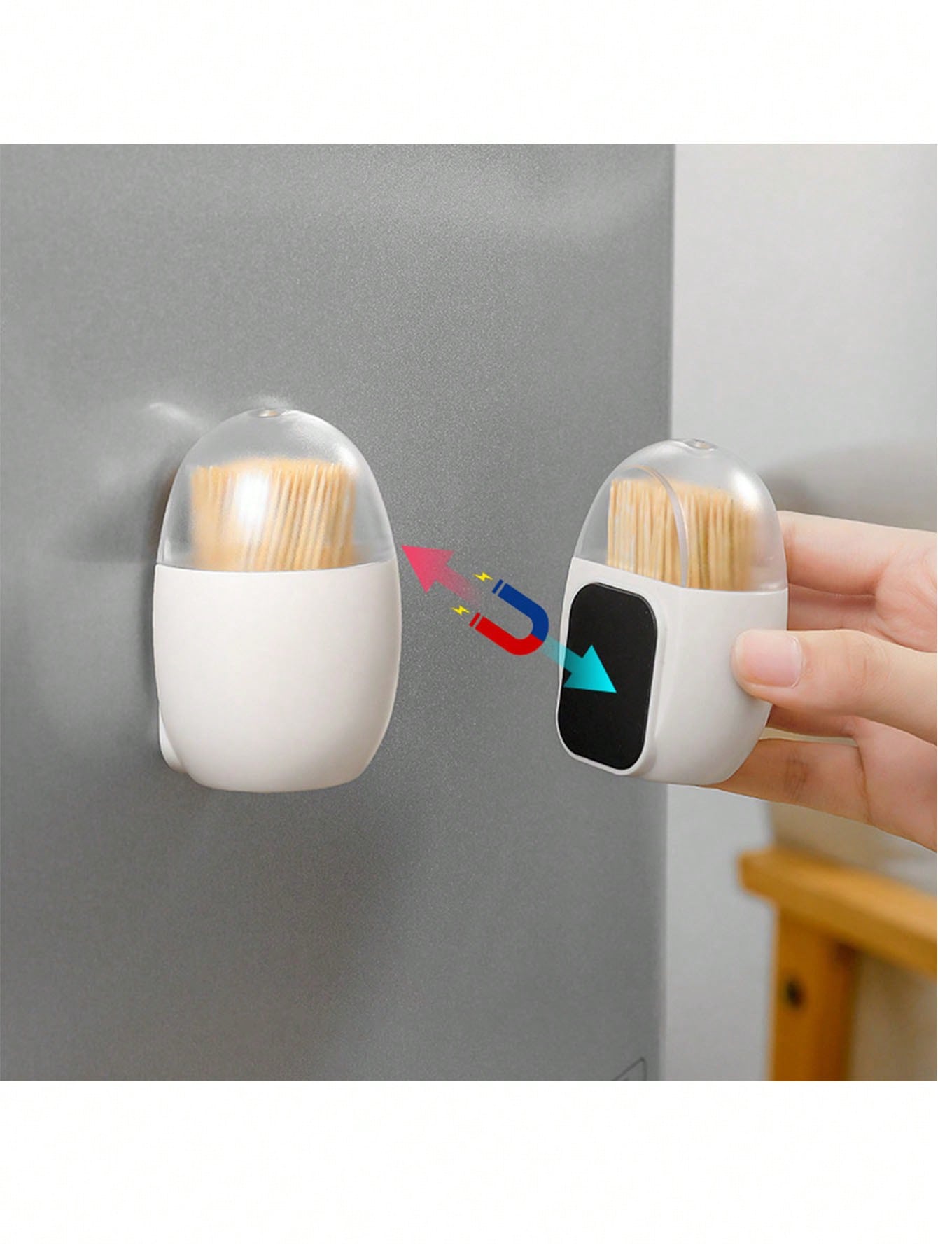 حامل أعواد الأسنان بشكل بيضة مع ملصق شفاف مغناطيسي للثلاجة