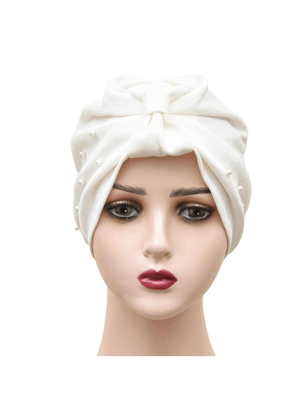 قطعة واحدة من قبعة عصابة الرأس مرصعة باللؤلؤ بلون سادة للسيدات، قبعة عمامة مرنة قابلة للتنفس بدون حافة، قبعة صغيرة مريحة ناعمة للاستخدام في الهواء الطلق والعادية