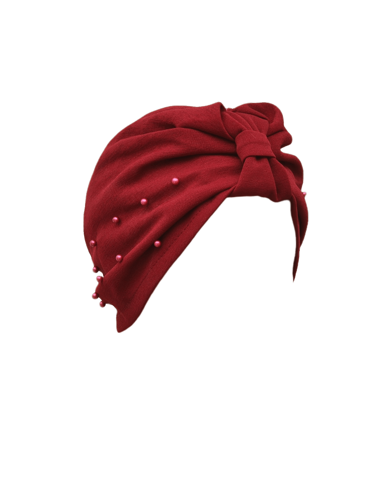 قطعة واحدة من قبعة عصابة الرأس مرصعة باللؤلؤ بلون سادة للسيدات، قبعة عمامة مرنة قابلة للتنفس بدون حافة، قبعة صغيرة مريحة ناعمة للاستخدام في الهواء الطلق والعادية