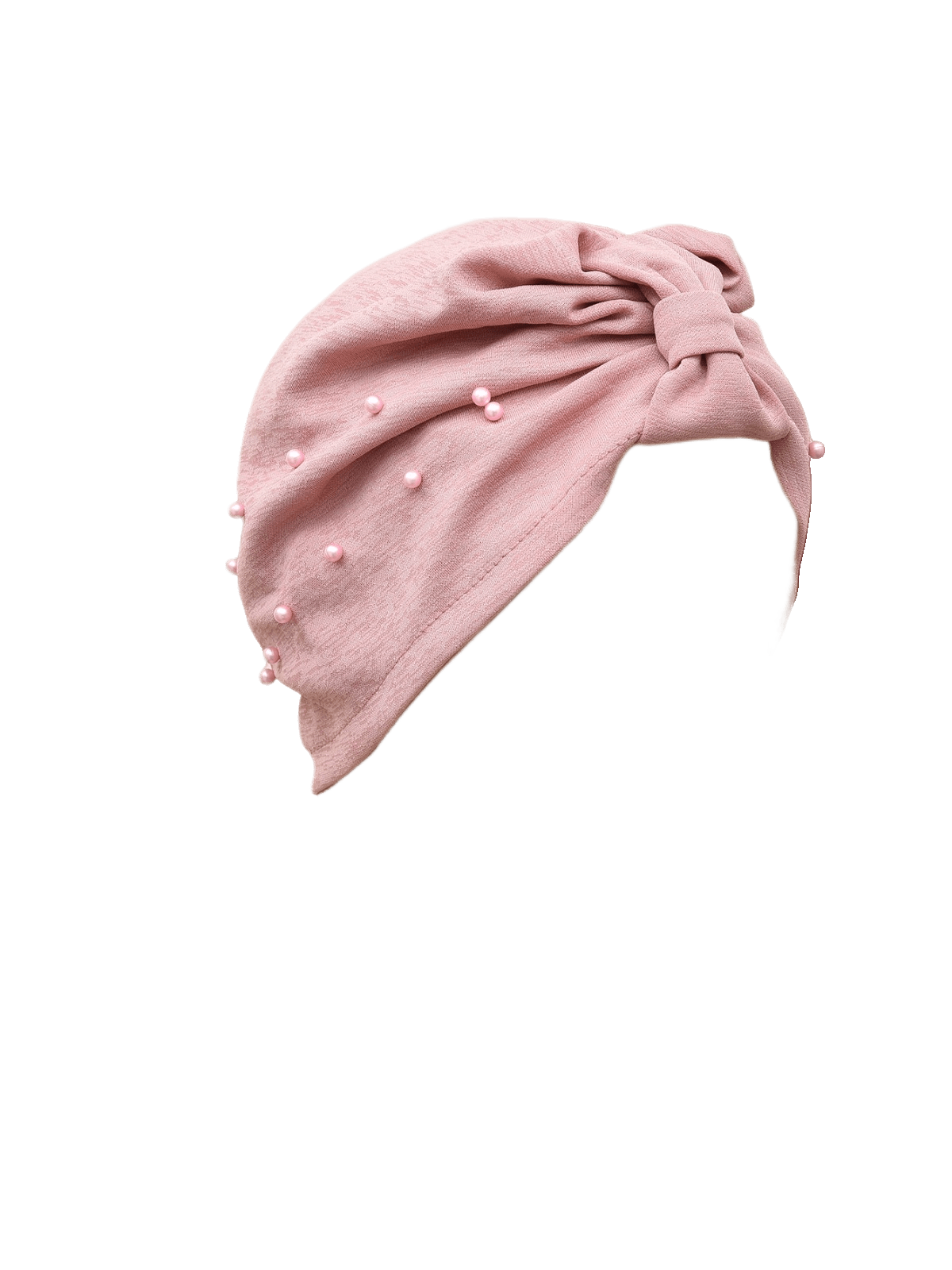 قطعة واحدة من قبعة عصابة الرأس مرصعة باللؤلؤ بلون سادة للسيدات، قبعة عمامة مرنة قابلة للتنفس بدون حافة، قبعة صغيرة مريحة ناعمة للاستخدام في الهواء الطلق والعادية