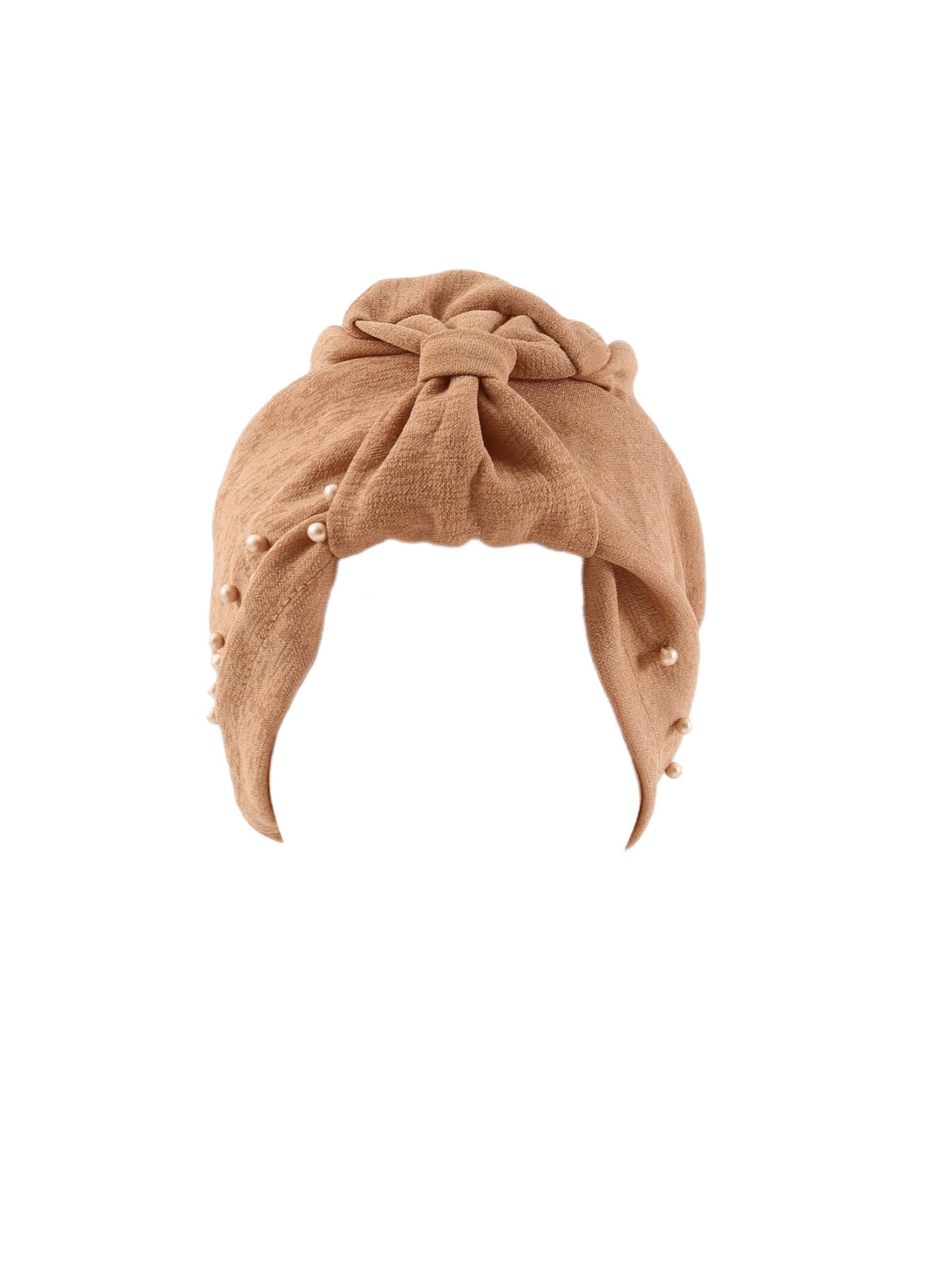 قطعة واحدة من قبعة عصابة الرأس مرصعة باللؤلؤ بلون سادة للسيدات، قبعة عمامة مرنة قابلة للتنفس بدون حافة، قبعة صغيرة مريحة ناعمة للاستخدام في الهواء الطلق والعادية