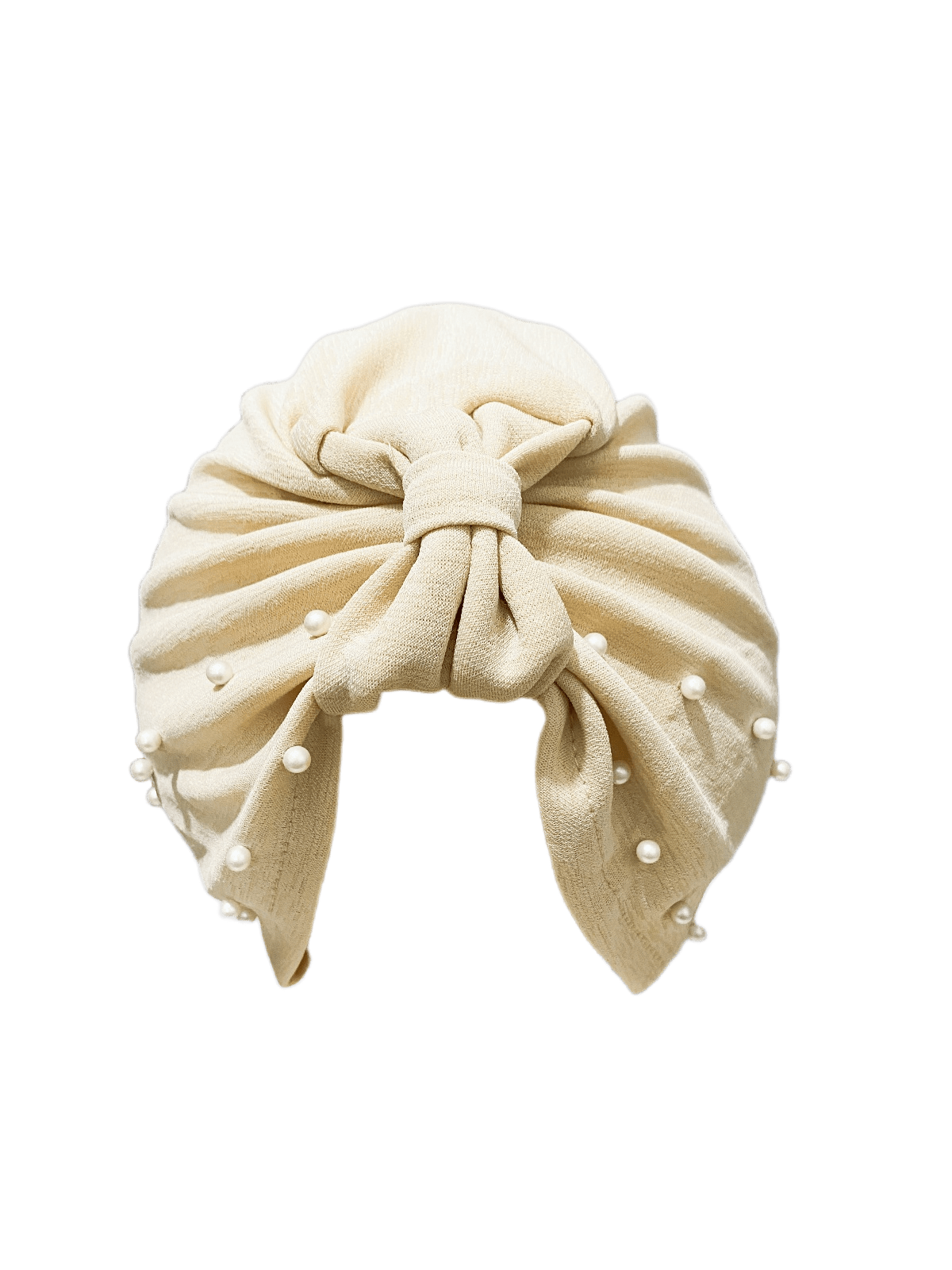 قطعة واحدة من قبعة عصابة الرأس مرصعة باللؤلؤ بلون سادة للسيدات، قبعة عمامة مرنة قابلة للتنفس بدون حافة، قبعة صغيرة مريحة ناعمة للاستخدام في الهواء الطلق والعادية