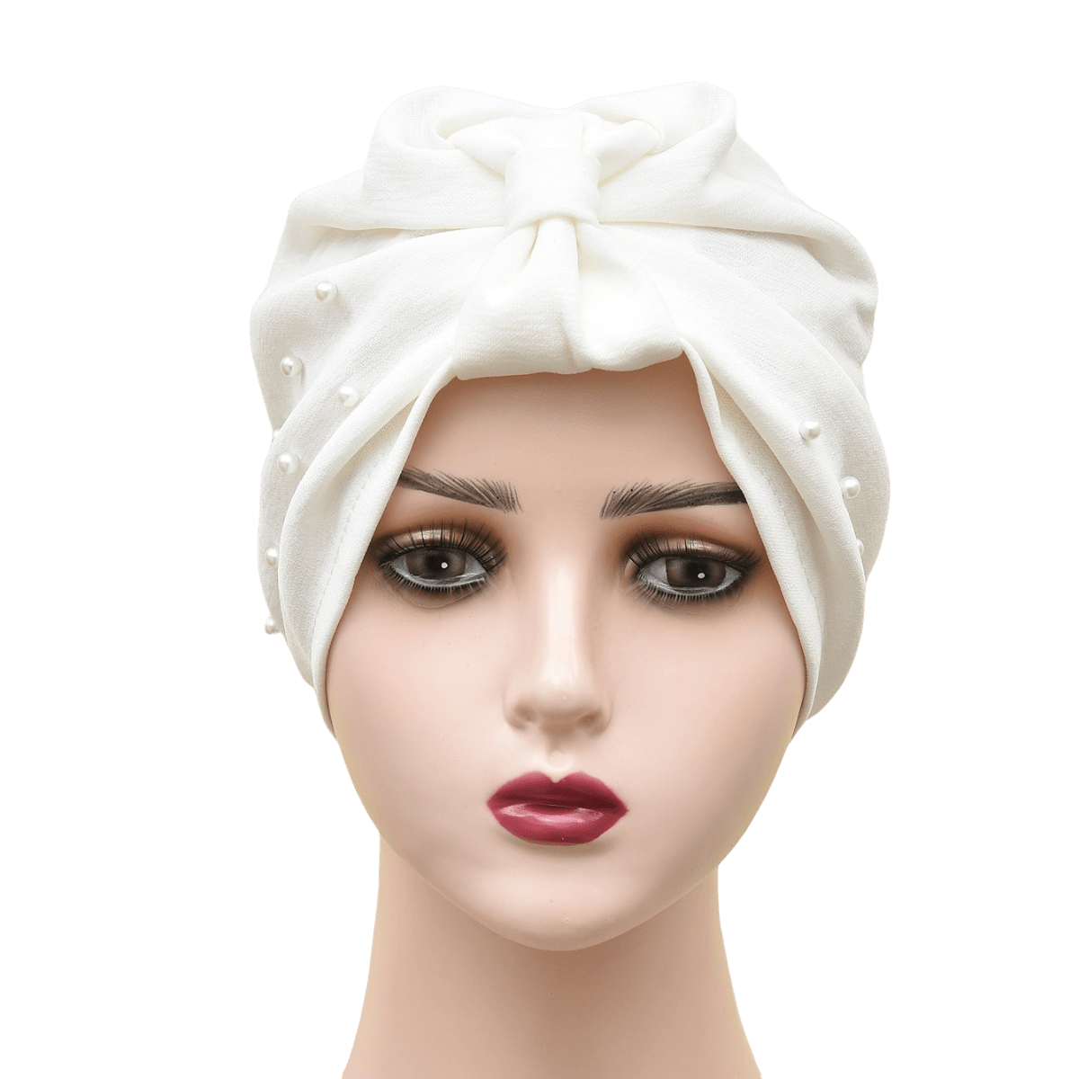 قطعة واحدة من قبعة عصابة الرأس مرصعة باللؤلؤ بلون سادة للسيدات، قبعة عمامة مرنة قابلة للتنفس بدون حافة، قبعة صغيرة مريحة ناعمة للاستخدام في الهواء الطلق والعادية