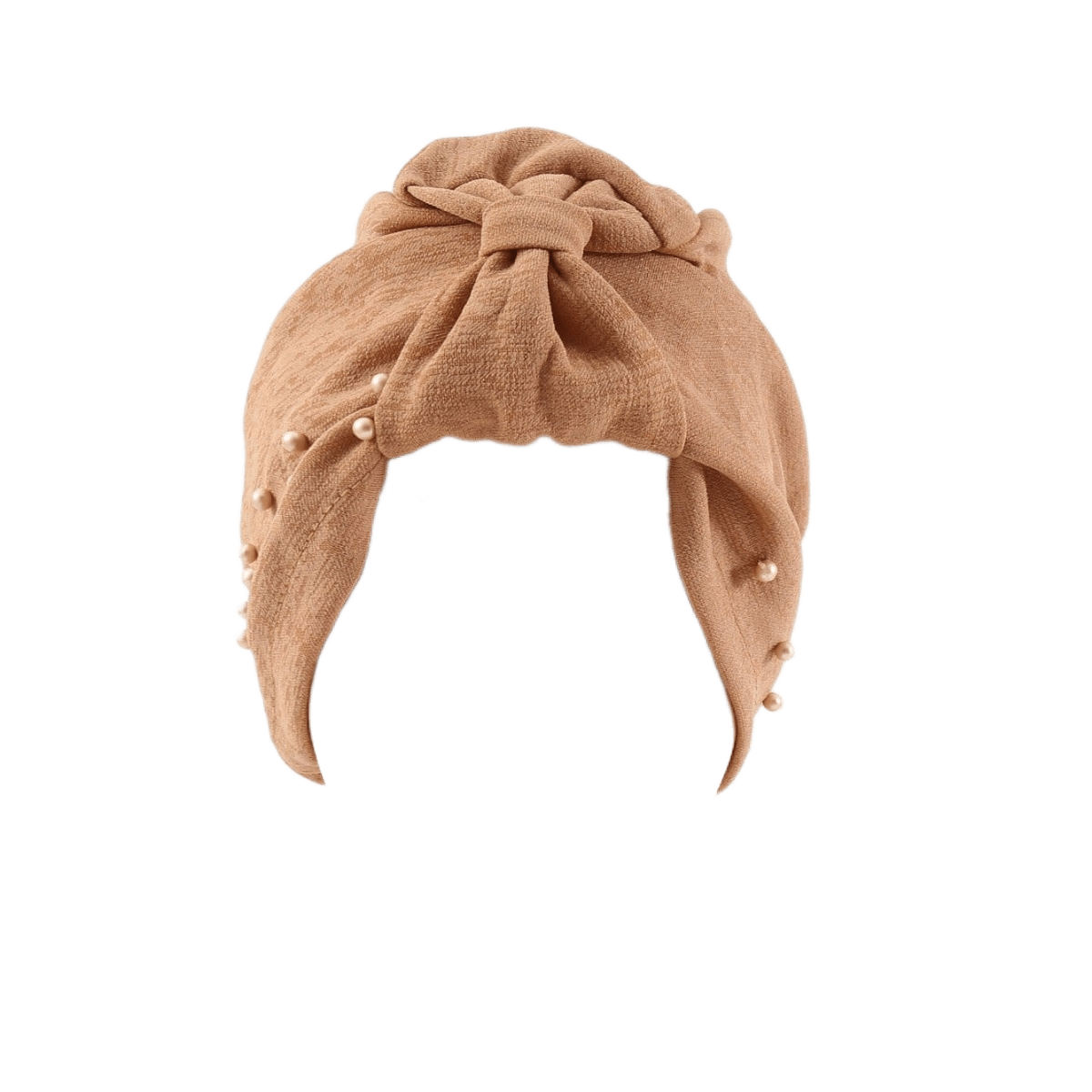 قطعة واحدة من قبعة عصابة الرأس مرصعة باللؤلؤ بلون سادة للسيدات، قبعة عمامة مرنة قابلة للتنفس بدون حافة، قبعة صغيرة مريحة ناعمة للاستخدام في الهواء الطلق والعادية