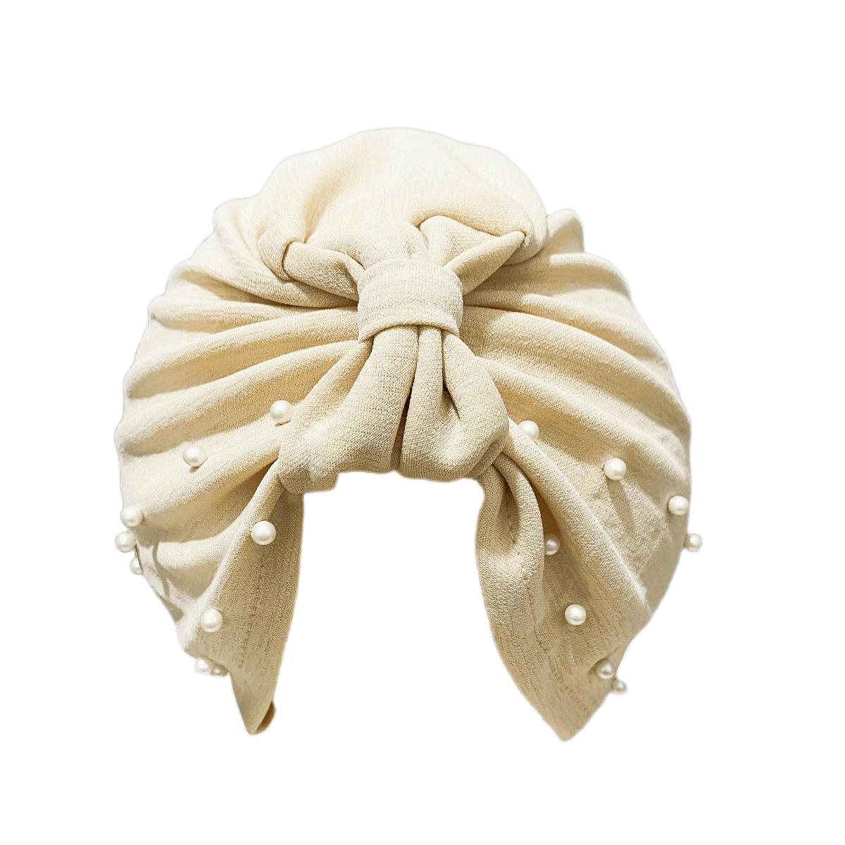 قطعة واحدة من قبعة عصابة الرأس مرصعة باللؤلؤ بلون سادة للسيدات، قبعة عمامة مرنة قابلة للتنفس بدون حافة، قبعة صغيرة مريحة ناعمة للاستخدام في الهواء الطلق والعادية