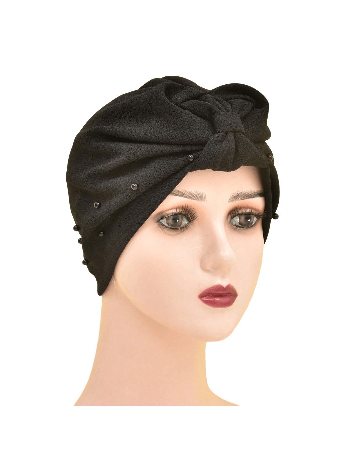 قطعة واحدة من قبعة عصابة الرأس مرصعة باللؤلؤ بلون سادة للسيدات، قبعة عمامة مرنة قابلة للتنفس بدون حافة، قبعة صغيرة مريحة ناعمة للاستخدام في الهواء الطلق والعادية