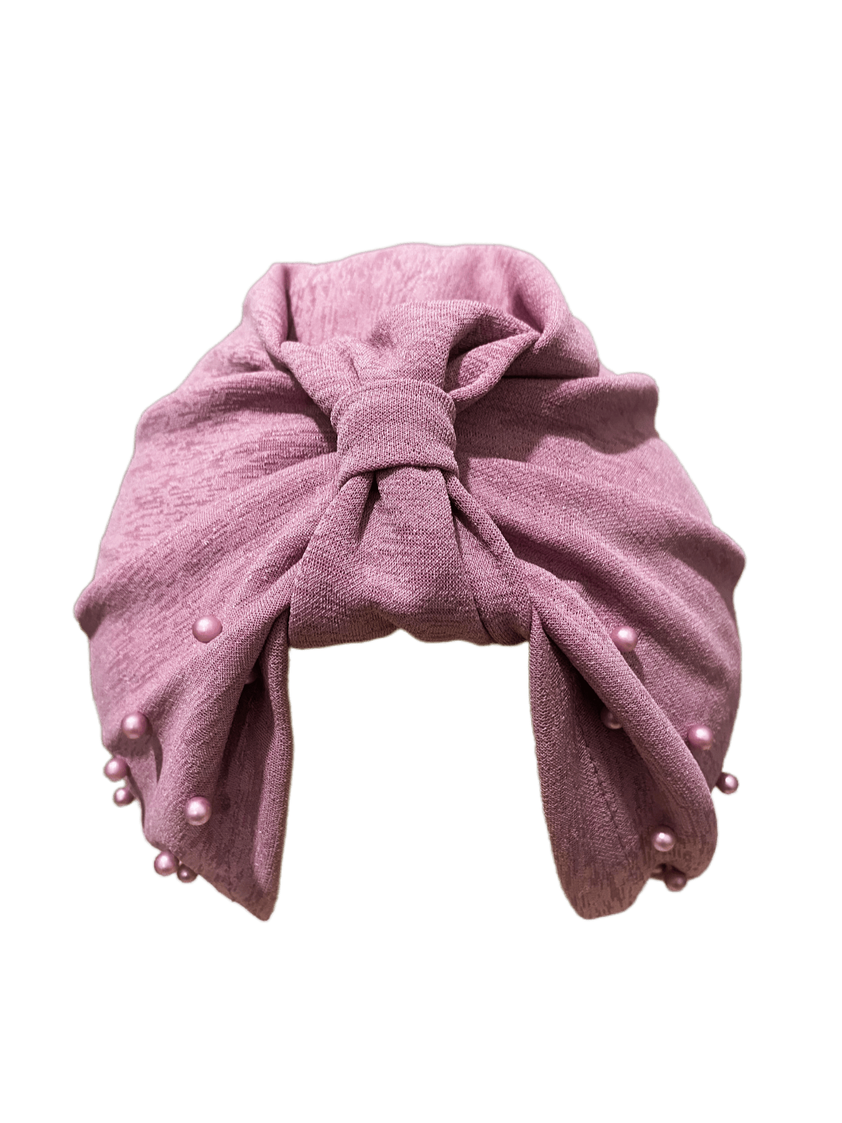 قطعة واحدة من قبعة عصابة الرأس مرصعة باللؤلؤ بلون سادة للسيدات، قبعة عمامة مرنة قابلة للتنفس بدون حافة، قبعة صغيرة مريحة ناعمة للاستخدام في الهواء الطلق والعادية