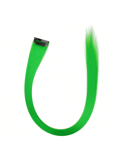 ملحقات شعر اصطناعية قصيرة مستقيمة ملونة ، 6 قطع لديها لمعان حرفي 20بوصة ، ملحقات شعر بلون أخضر لتنكر عيد الهالوين و حفلات الأزياء مناسبة للفتيات والنساء باروكة