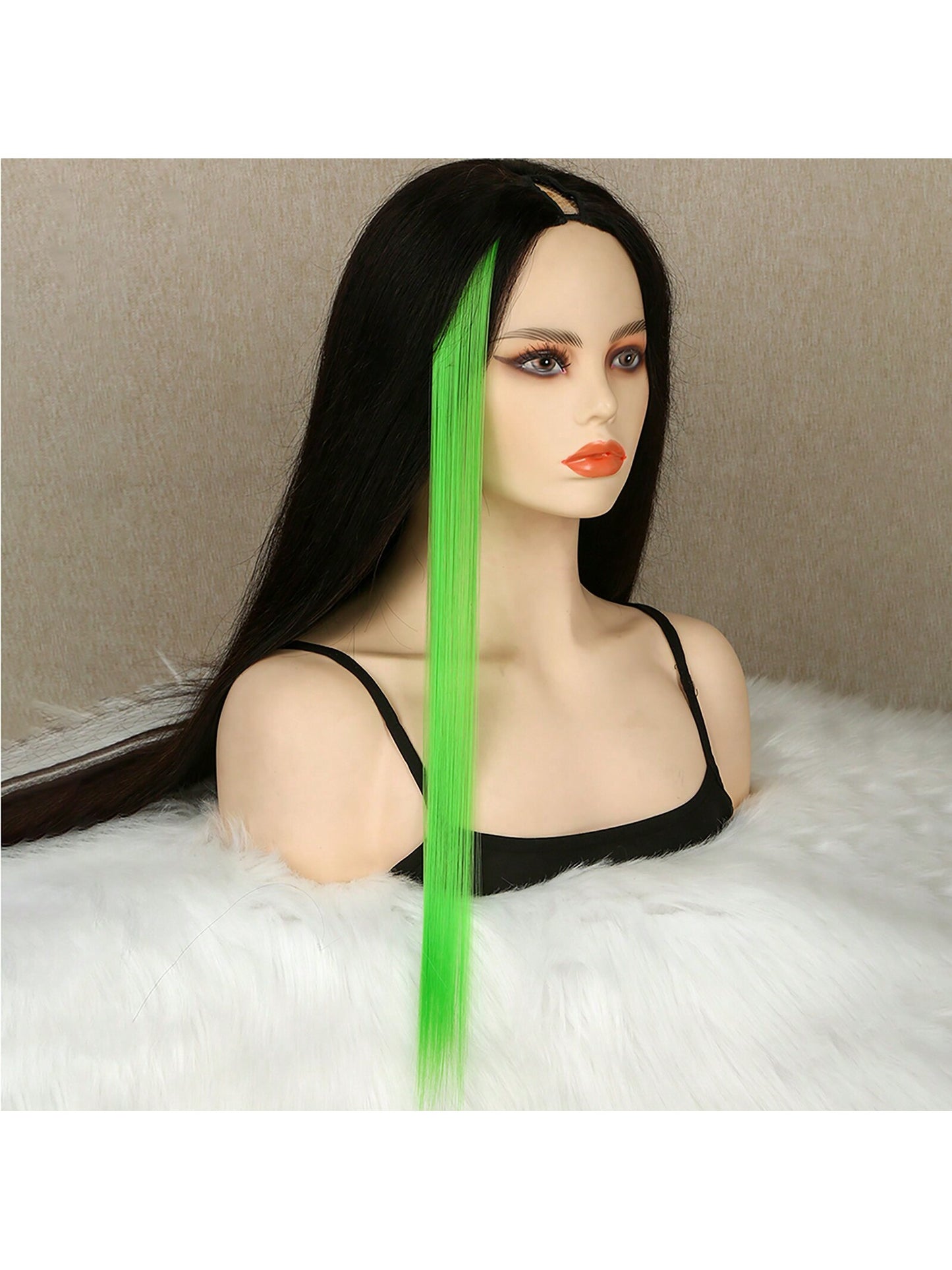 ملحقات شعر اصطناعية قصيرة مستقيمة ملونة ، 6 قطع لديها لمعان حرفي 20بوصة ، ملحقات شعر بلون أخضر لتنكر عيد الهالوين و حفلات الأزياء مناسبة للفتيات والنساء باروكة