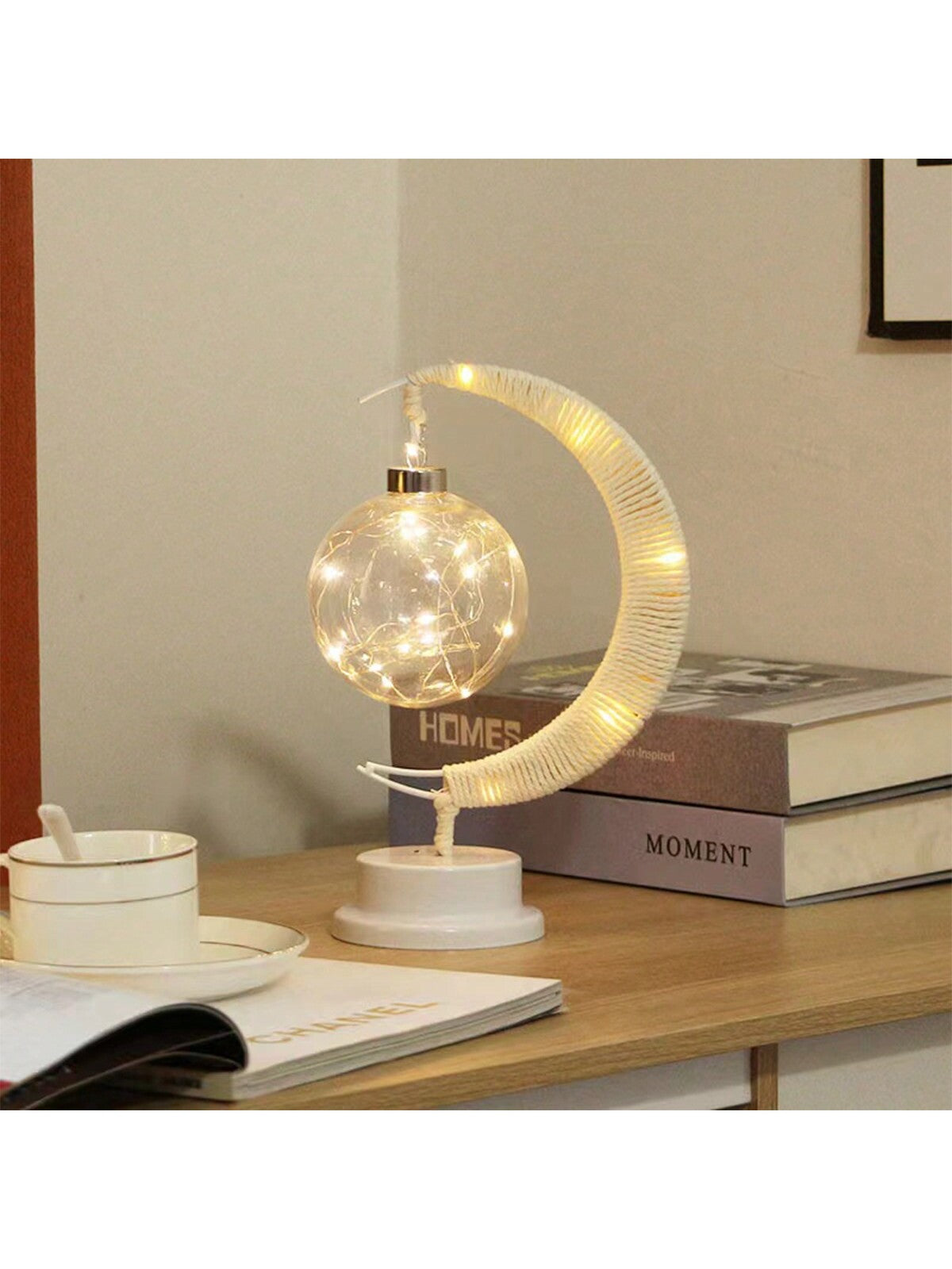 مصباح طاولة إبداعي بشكل كرة نجوم Led جديدة بكرات النسيج مع حبل، مصباح ليلي للديكور