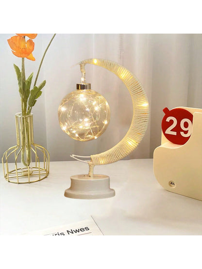 مصباح طاولة إبداعي بشكل كرة نجوم Led جديدة بكرات النسيج مع حبل، مصباح ليلي للديكور