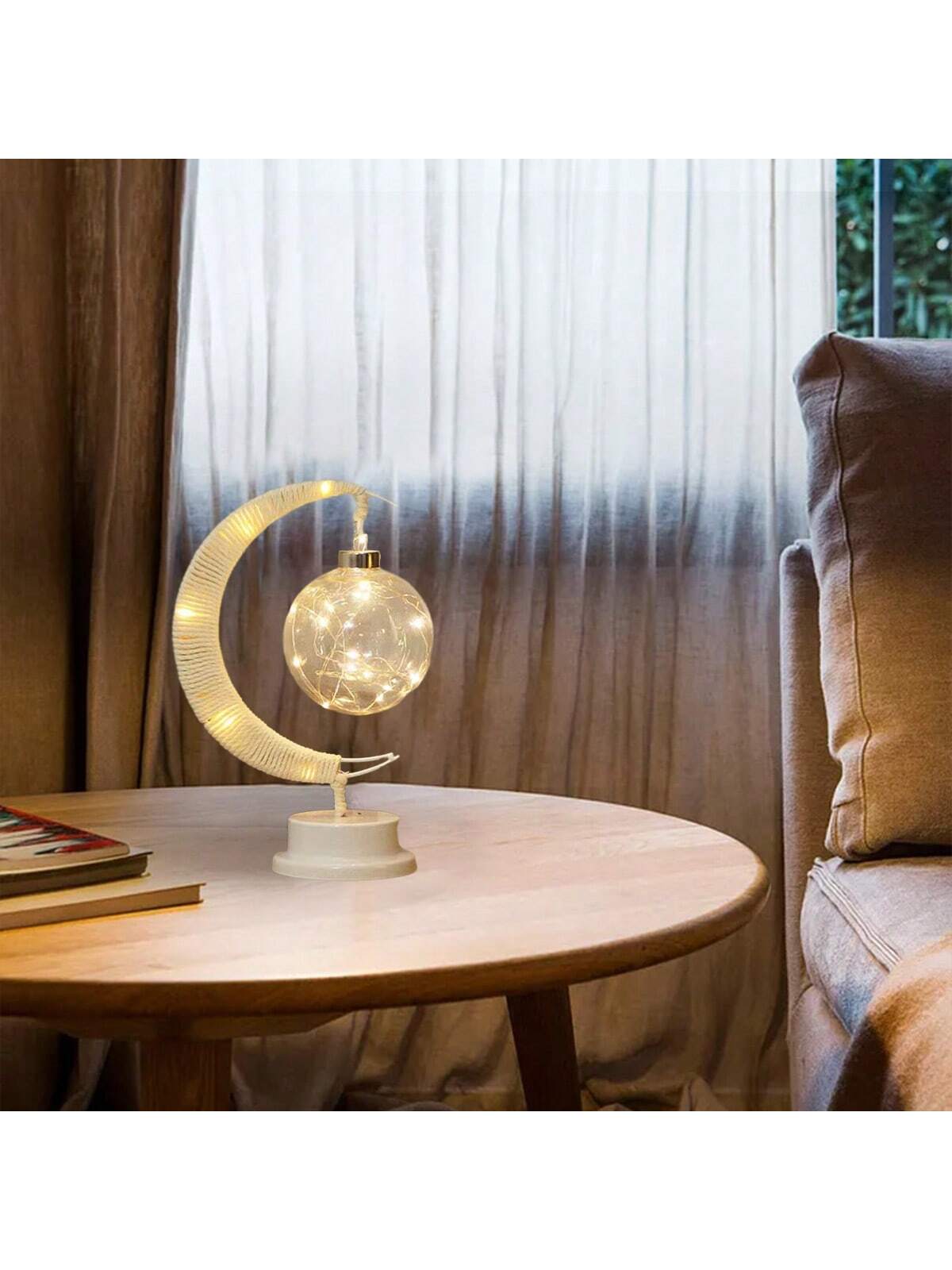 مصباح طاولة إبداعي بشكل كرة نجوم Led جديدة بكرات النسيج مع حبل، مصباح ليلي للديكور