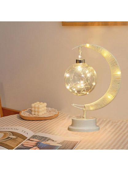مصباح طاولة إبداعي بشكل كرة نجوم Led جديدة بكرات النسيج مع حبل، مصباح ليلي للديكور
