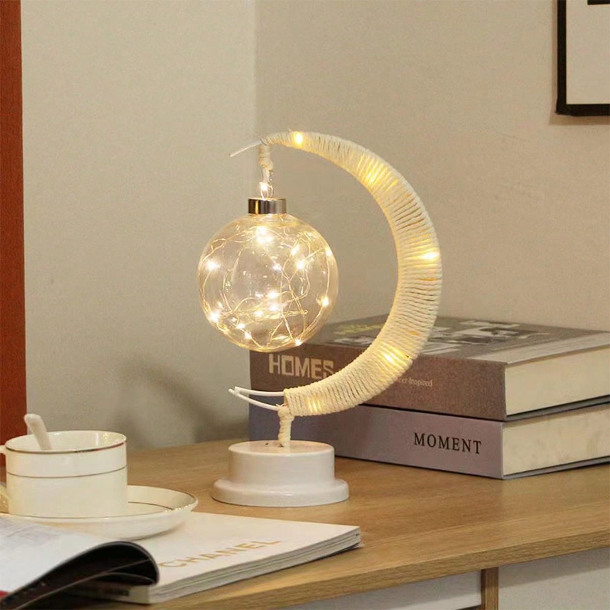 مصباح طاولة إبداعي بشكل كرة نجوم Led جديدة بكرات النسيج مع حبل، مصباح ليلي للديكور