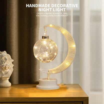 مصباح طاولة إبداعي بشكل كرة نجوم Led جديدة بكرات النسيج مع حبل، مصباح ليلي للديكور