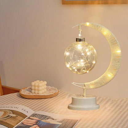 مصباح طاولة إبداعي بشكل كرة نجوم Led جديدة بكرات النسيج مع حبل، مصباح ليلي للديكور