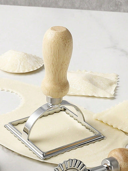 قاطع الكوكيز من سبيكة الزنك بمقبض خشبي، نمط الأزهار المناسب لصنع الأطعمة (الدمبلنج ، البسكويت ، المعجنات)