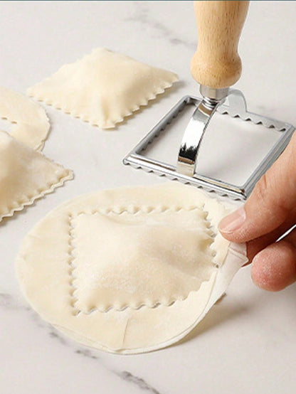 قاطع الكوكيز من سبيكة الزنك بمقبض خشبي، نمط الأزهار المناسب لصنع الأطعمة (الدمبلنج ، البسكويت ، المعجنات)