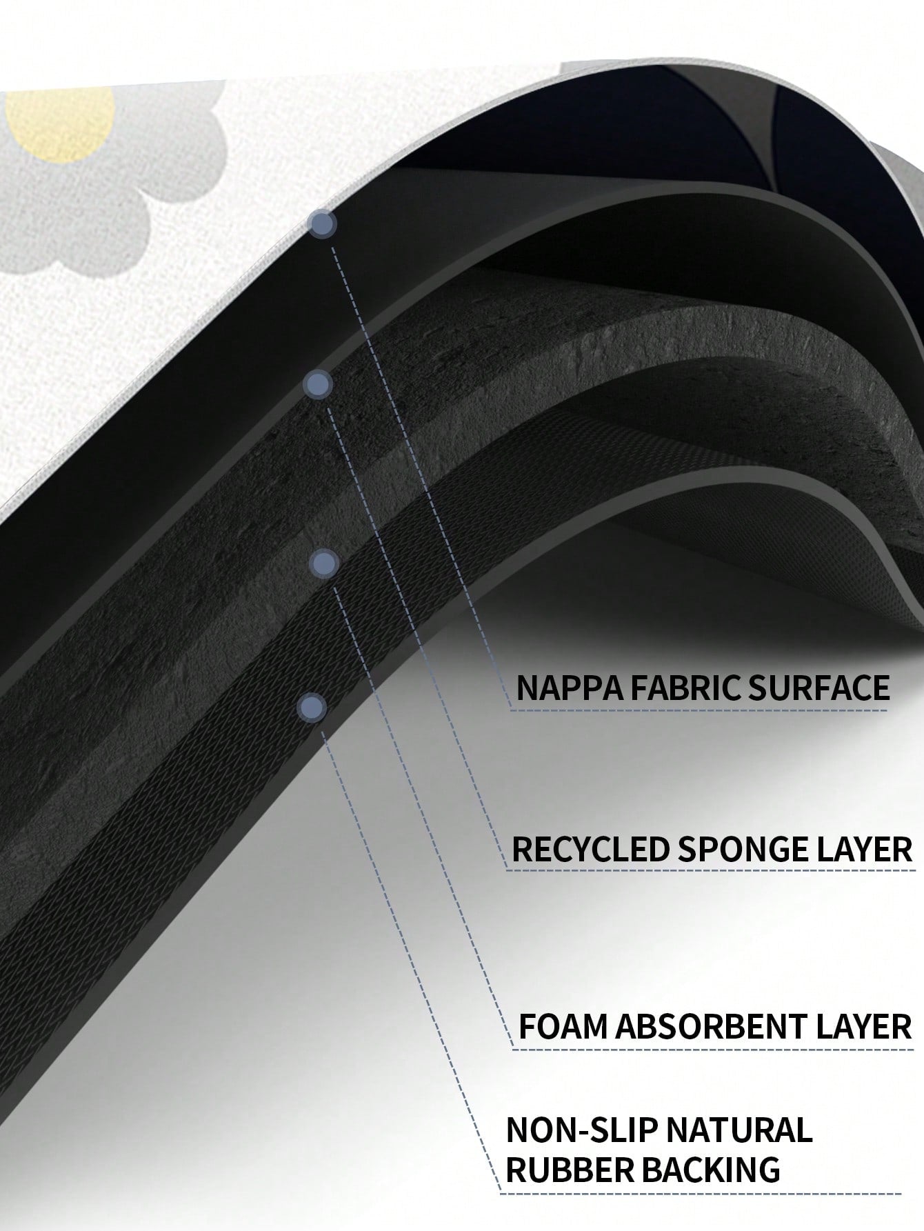 حصيرة تجفيف للمطبخ مصنوعة من مادة البوليستر بأسلوب حياة بسيط وزهور على خلفية بيضاء على أسلوب الحداثة المتناغم والمناسبة للحياة اليومي
