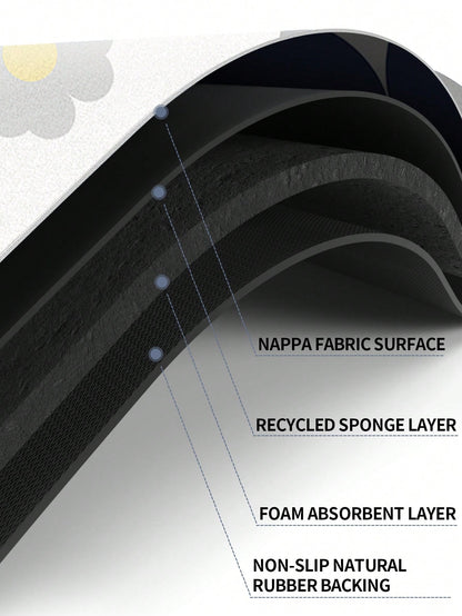 حصيرة تجفيف للمطبخ مصنوعة من مادة البوليستر بأسلوب حياة بسيط وزهور على خلفية بيضاء على أسلوب الحداثة المتناغم والمناسبة للحياة اليومي