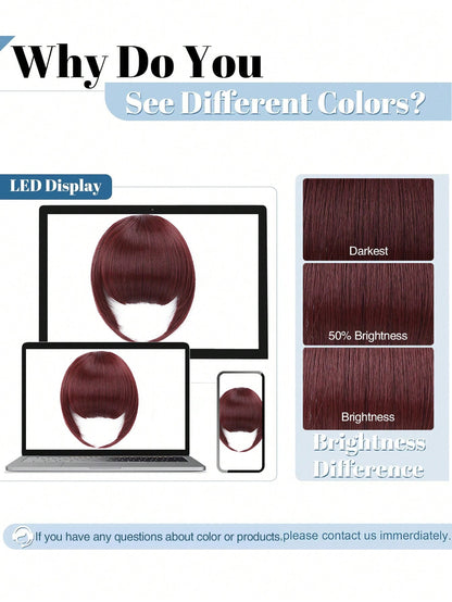 مشبك الشعر مع شعر الحاجب الاصطناعي بناتون أحمر. ملحق الشعر مع الشعر الأمامي للاستعمال اليومي للنساء. باروكة