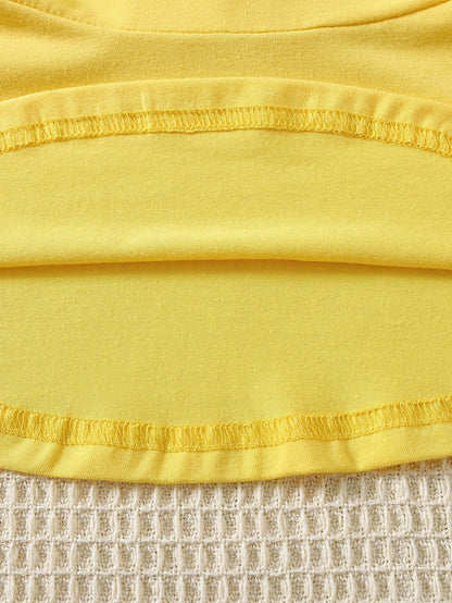 فستان بولو كاجوال للبنات الرضع بتطريز زنبور العسل على الياقة لفصل الصيف