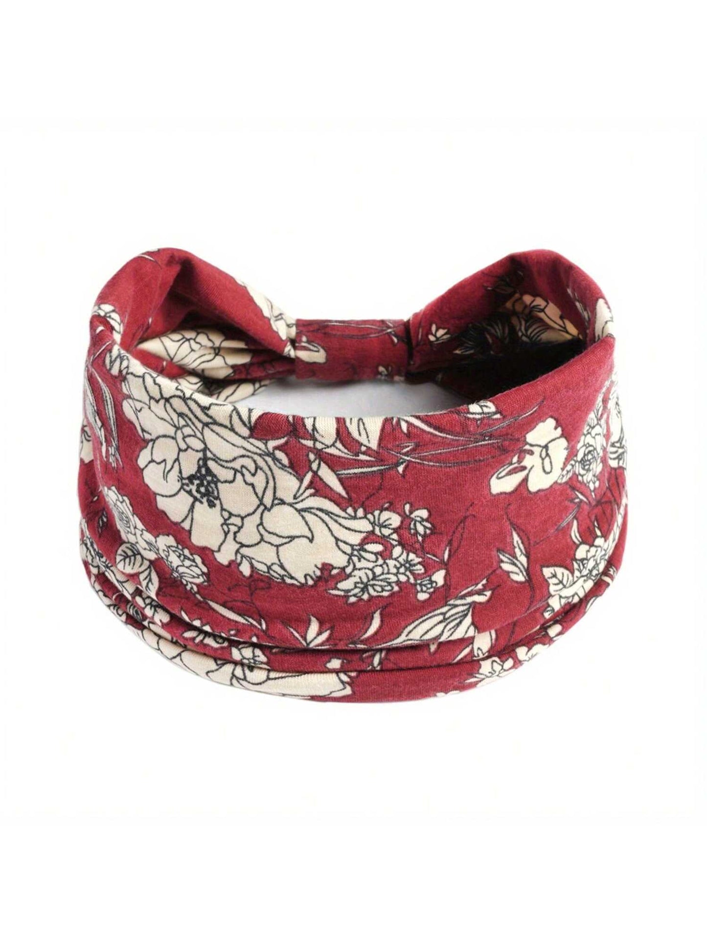 شريط رأس طويل بوهو عريض مع عقدة عصري وطبعة زهور ، استحواذ شديد التمدد للرأس من النسيج يناسب المرأة في الرياضة واليوغا والجري