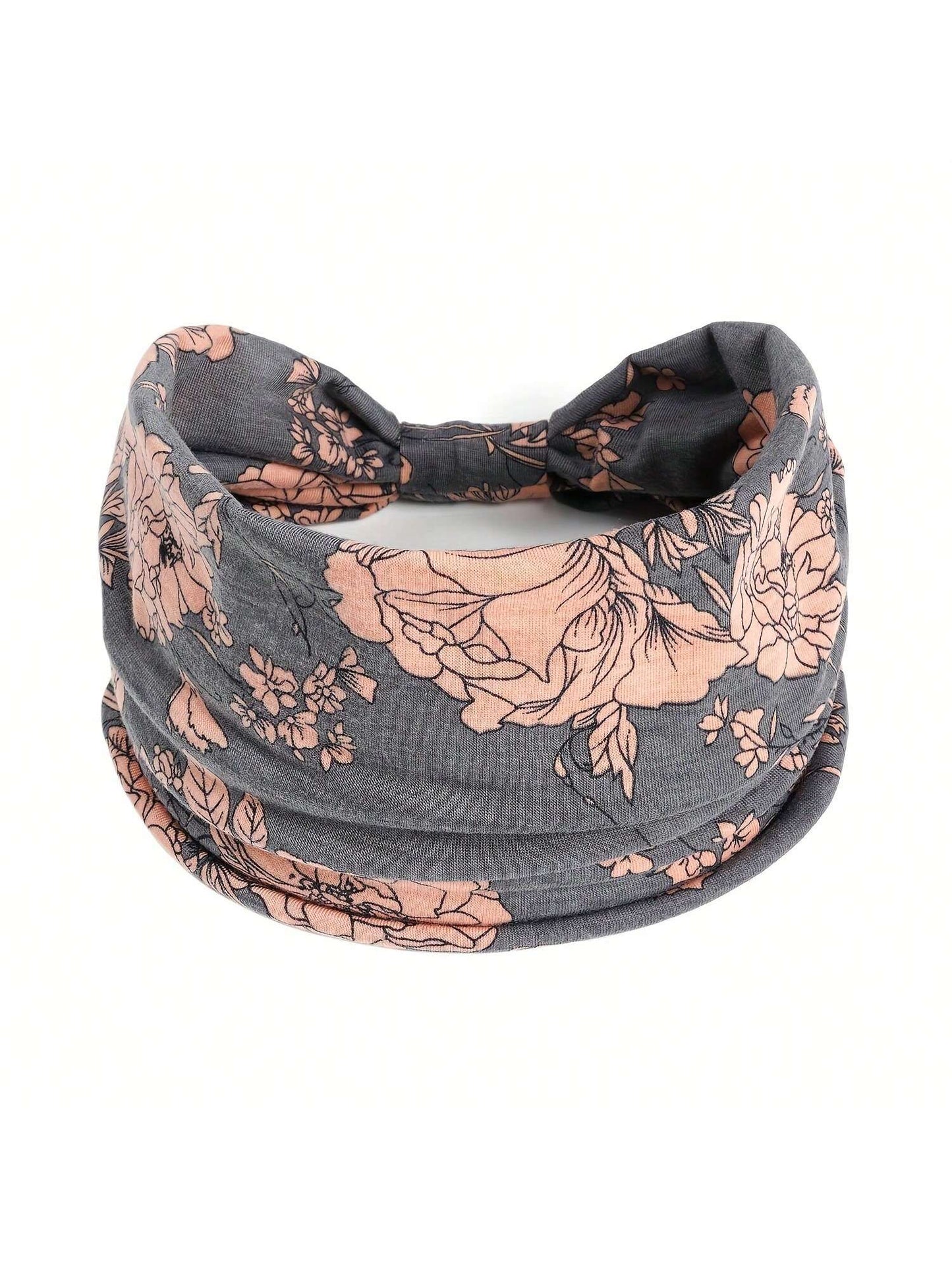 شريط رأس طويل بوهو عريض مع عقدة عصري وطبعة زهور ، استحواذ شديد التمدد للرأس من النسيج يناسب المرأة في الرياضة واليوغا والجري