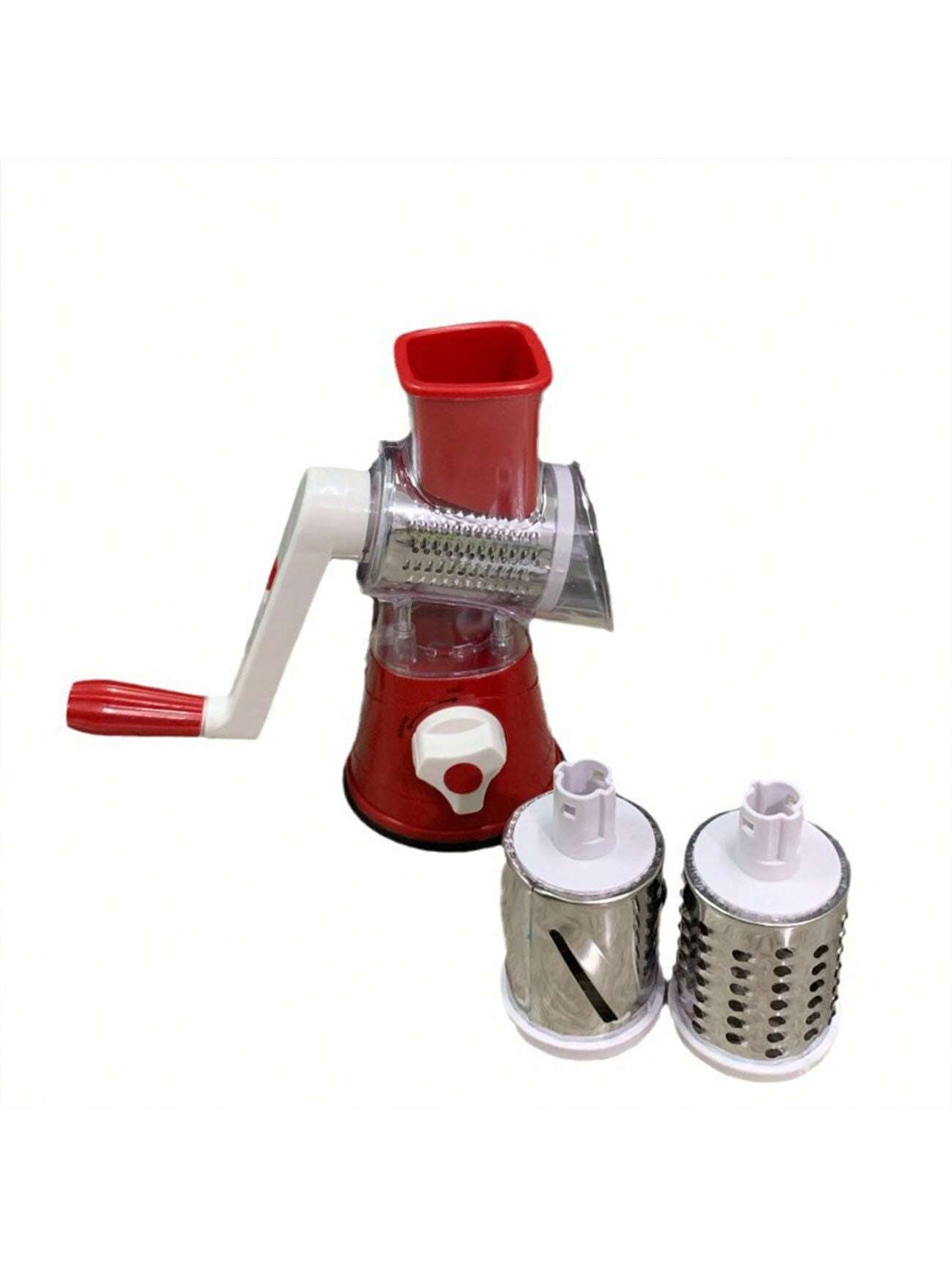 جهاز قطع الخضار بأسطوانة دوارة يدوي متعدد الوظائفللمطبخ ، ومقشر البطاطس و قاطع الخضار مع 3 شفرات