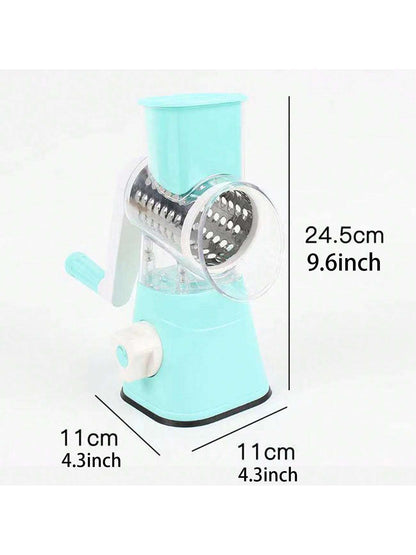 جهاز قطع الخضار بأسطوانة دوارة يدوي متعدد الوظائفللمطبخ ، ومقشر البطاطس و قاطع الخضار مع 3 شفرات