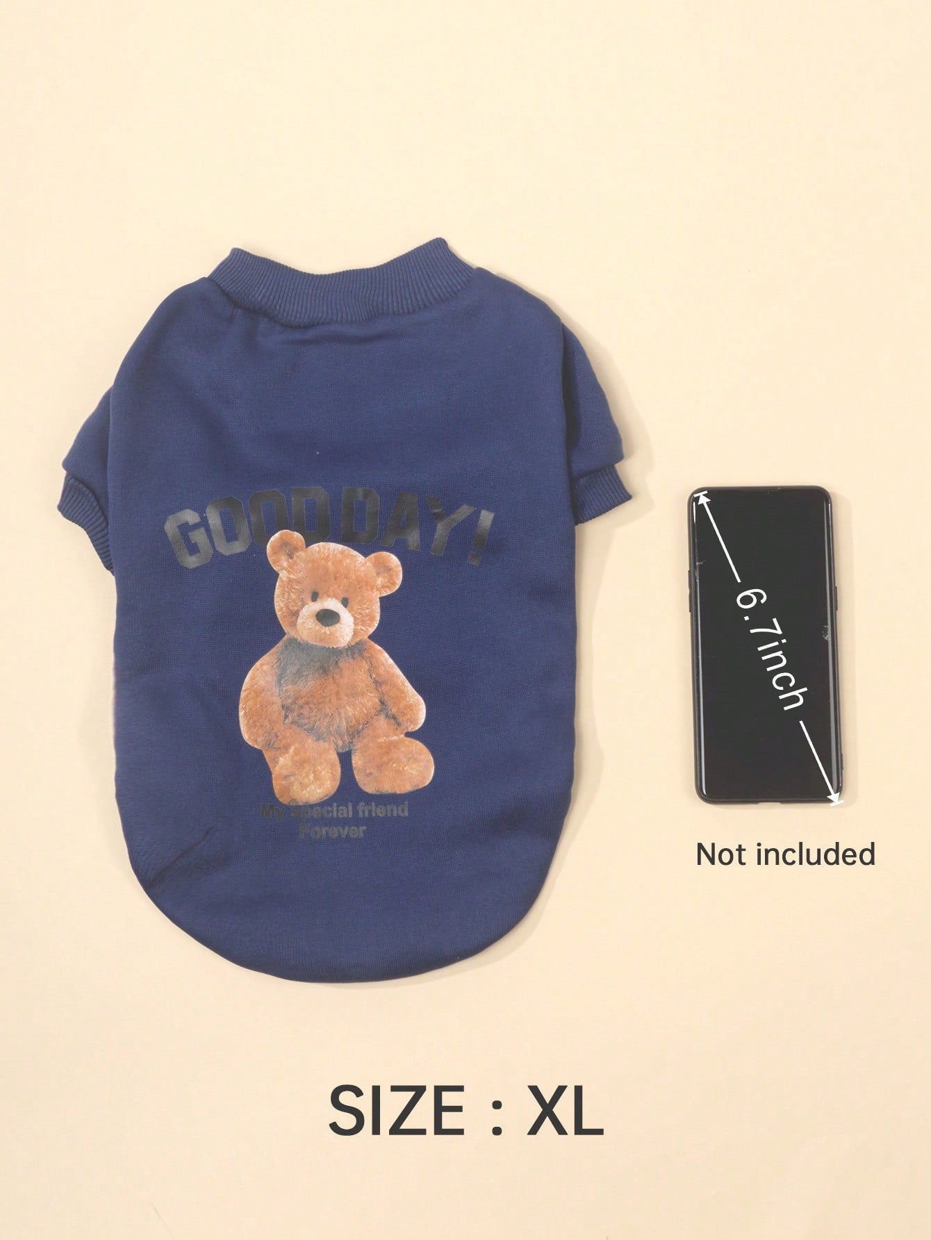 سترة رقبة دائرية رائعة بطبعة دب للخريف/الشتاء للكلاب والقطط الصغيرة