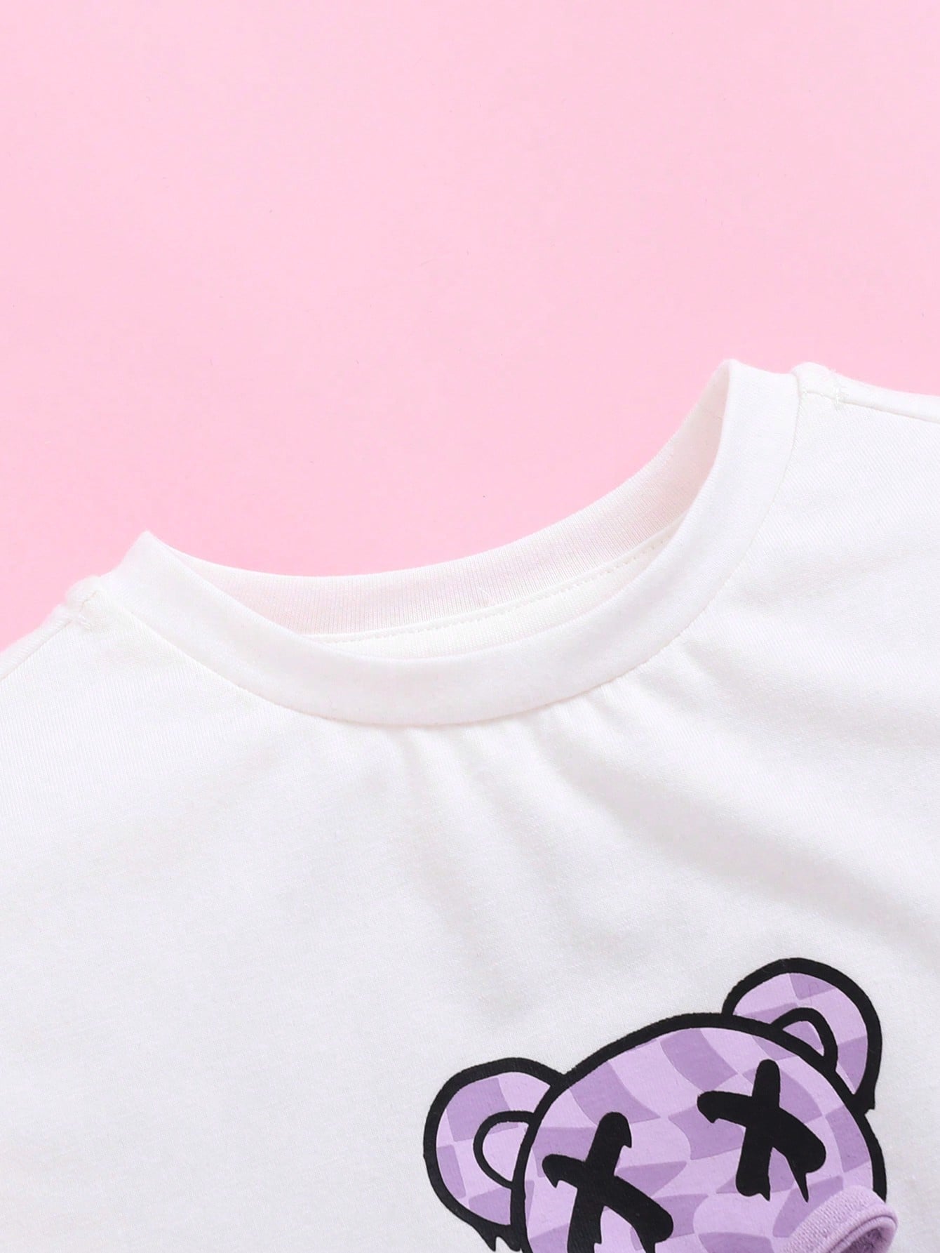 ملابس كاجوال للطفلة مكونة من بنطلون طويل وسترة بلا أكمام بطبعة الدب