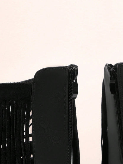 صنادل رومانية عالية بسحاب خلفي وربطات بتدرجات هندسية وشراشيب للنساء، للاستخدام في الصيف، تخفيضات الصيف