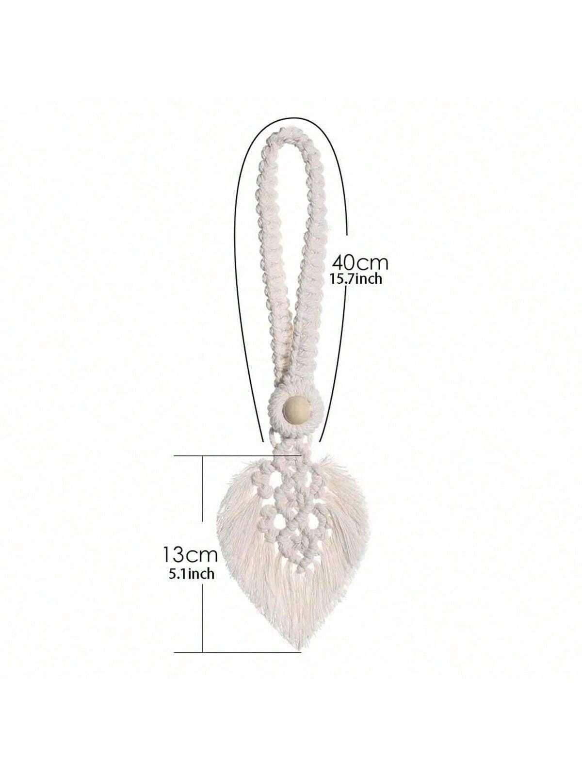 حبل الدانتيل المضفور اليدوي البوهيمي الذي يحتوي على شرائط من الأوراق وحبيبات خشبية ويستخدم لديكور الستائر والأبواب, قطعة واحدة