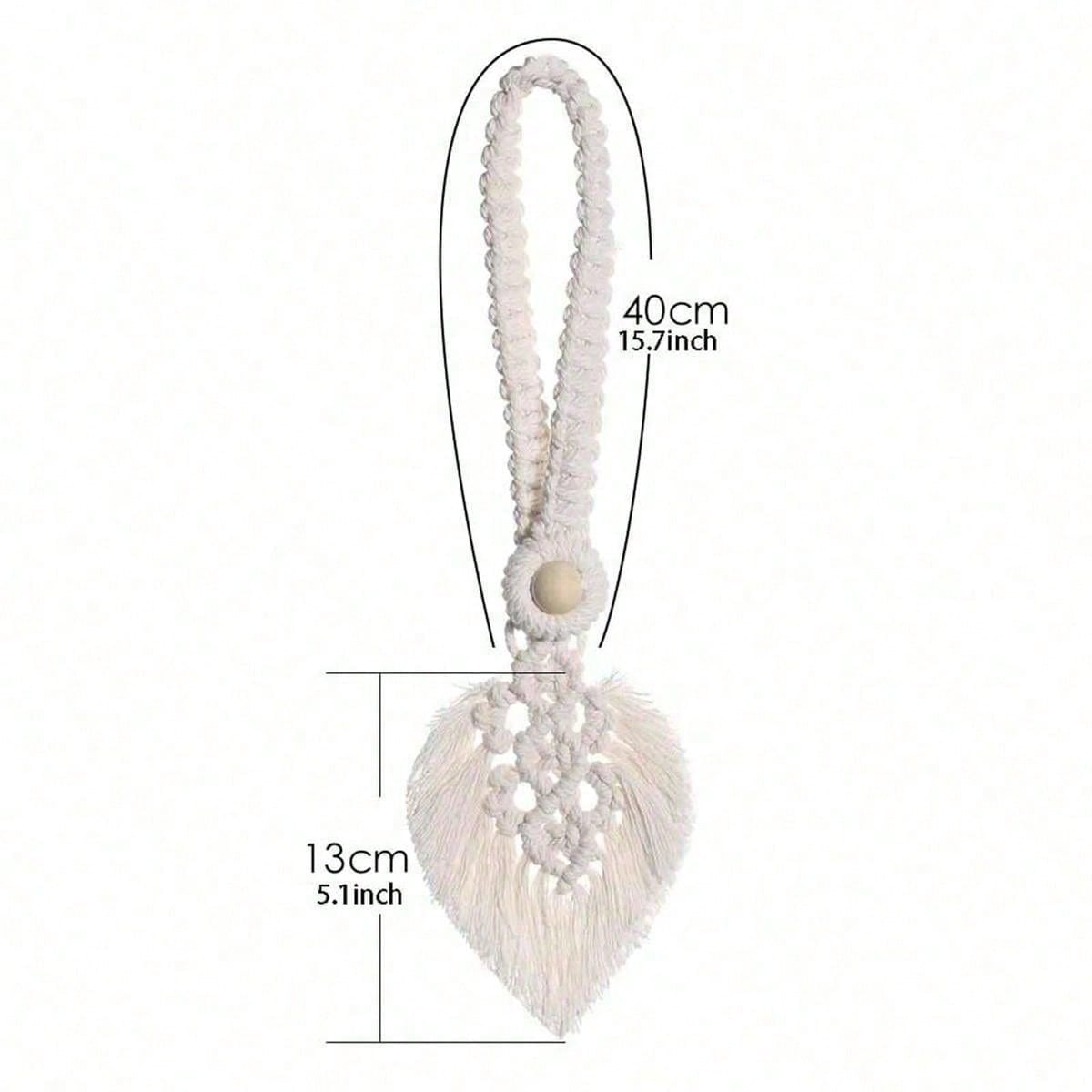 حبل الدانتيل المضفور اليدوي البوهيمي الذي يحتوي على شرائط من الأوراق وحبيبات خشبية ويستخدم لديكور الستائر والأبواب, قطعة واحدة