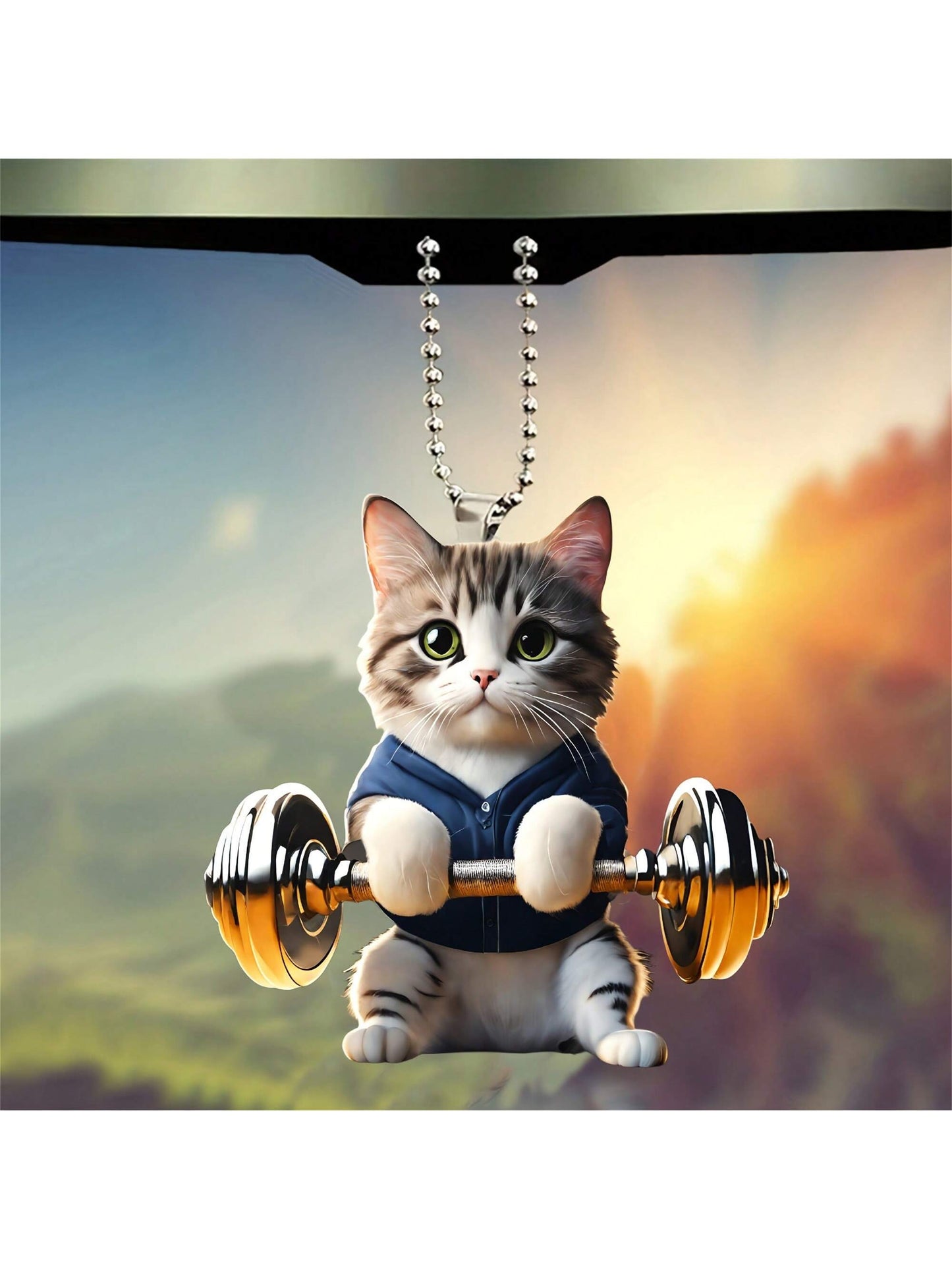 مجموعة قطعة واحدة، قلادة شجرة عيد الميلاد المضحكة للقطط، حقيبة ظهر قلادة مرآة الرؤية الخلفية للسيارة وحقيبة قلادة وإكسسوارات سلسلة المفاتيح، أفضل هدية للهالوين، مخيف، الخريف، المهرجانات، العطلات