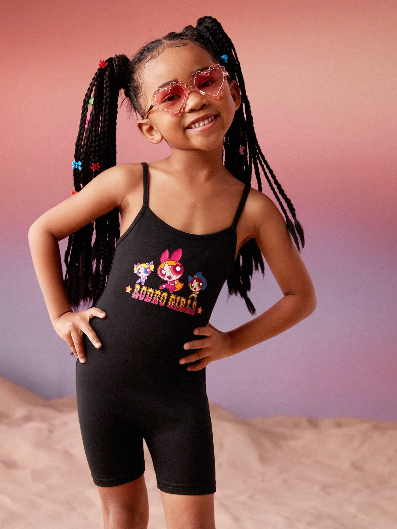 بدلة فتيات صغار بأحزمة يونيكورن وجرافيك حرف "جيه" لشخصية كرتونية