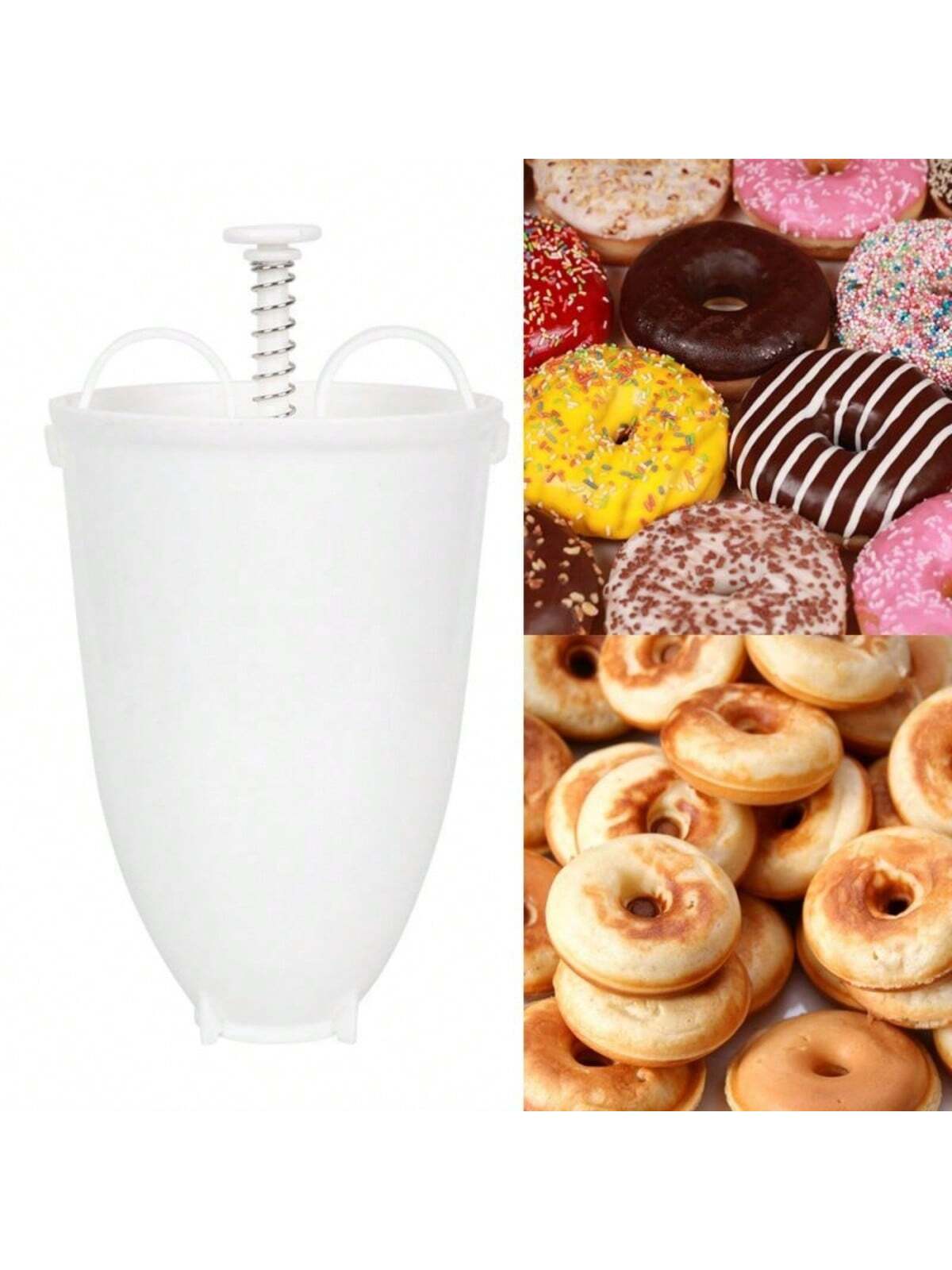 جهاز عمل الدونات بطابع الكيك وقوالب صنع الكعك والطباعة عليها مصنوعة من البلاستيك خفيفة وسريعة وسهلة الاستخدام لصنع الدونات