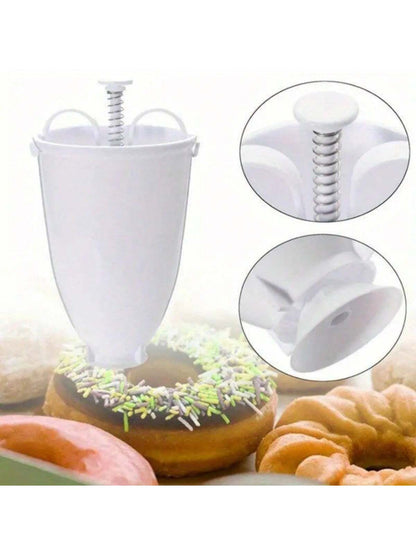 جهاز عمل الدونات بطابع الكيك وقوالب صنع الكعك والطباعة عليها مصنوعة من البلاستيك خفيفة وسريعة وسهلة الاستخدام لصنع الدونات