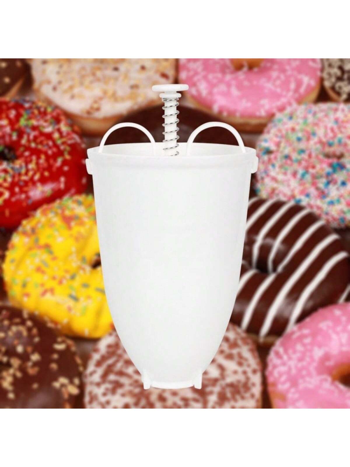 جهاز عمل الدونات بطابع الكيك وقوالب صنع الكعك والطباعة عليها مصنوعة من البلاستيك خفيفة وسريعة وسهلة الاستخدام لصنع الدونات