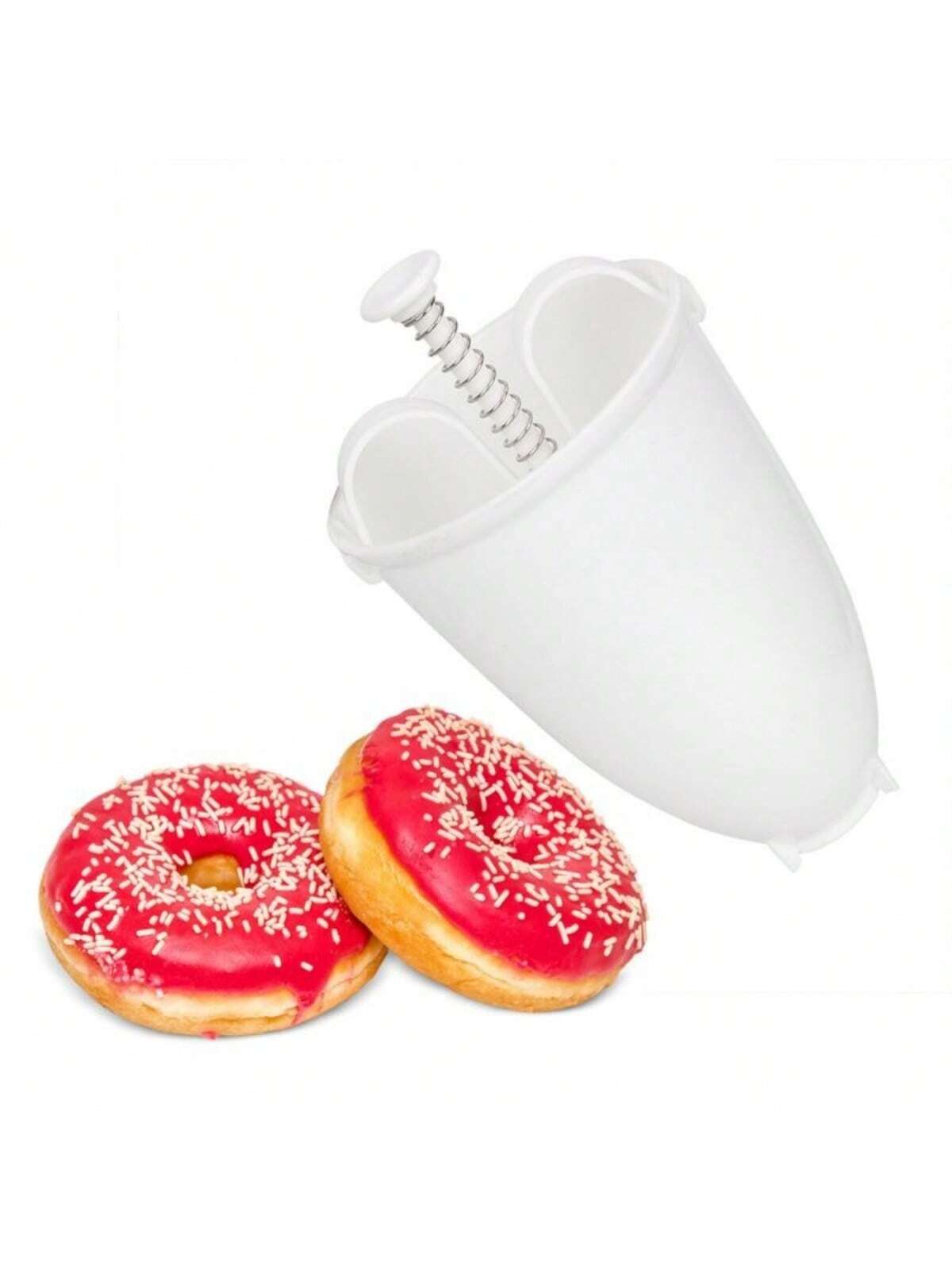 جهاز عمل الدونات بطابع الكيك وقوالب صنع الكعك والطباعة عليها مصنوعة من البلاستيك خفيفة وسريعة وسهلة الاستخدام لصنع الدونات