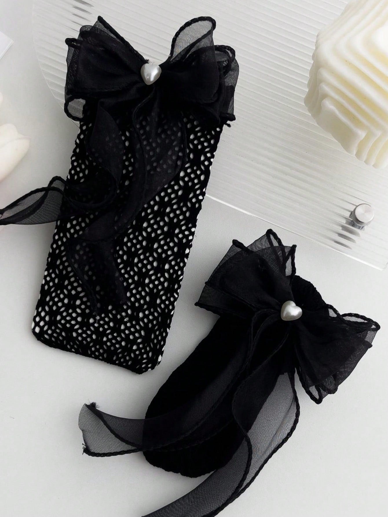 بنطلون ضيق للفتيات للربيع والصيف مع جوارب عالية الركبة من الدانتيل و الشبكة ومزينة باللؤلؤ للطبقة الأساسية