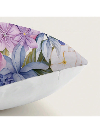 غطاء وسادة زهري  مصنوع من نسيج جلد الخوخ