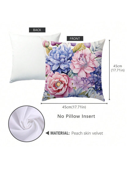 غطاء وسادة زهري  مصنوع من نسيج جلد الخوخ