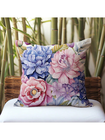 غطاء وسادة زهري  مصنوع من نسيج جلد الخوخ