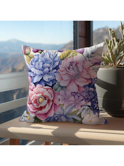 غطاء وسادة زهري  مصنوع من نسيج جلد الخوخ