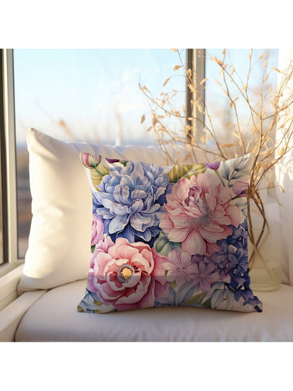 غطاء وسادة زهري  مصنوع من نسيج جلد الخوخ